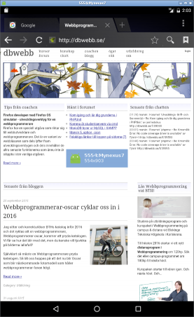Webbläsaren kopplad till dbwebb.se.